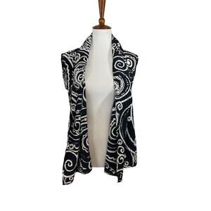 Vintage 90’s MAX MARA ITALY Women's Black White Silk Short Sleeve Shrug Size 10